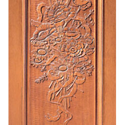 Hand Carved 1-Panel Single Door in Mahogany - Front Doors
