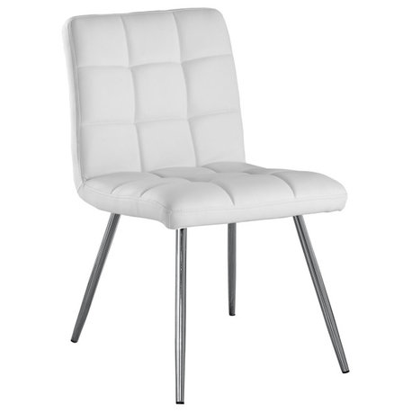 47" x 37" x 63" White Foam Metal Polyurethane Leather Look Dining Chairs 2pcs