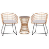 Devon 3-Piece Patio Bistro Set, 2 Chairs w/Seat Cushions, Acacia Wood Top Table,