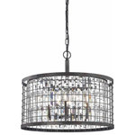 Elk Home - Nadina 6 Light Chandelier, Silver Dust Iron - Horizontal and vertical lines intersect creating a vibrant pattern in the Nadina collection. Finished in Silver dust Iron, this series has single crystal prisms that run top to bottom of the fixture exuding the deep, refractive appearance.
