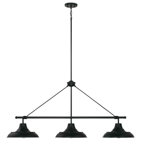 Jones Three Light Island Pendant, Matte Black