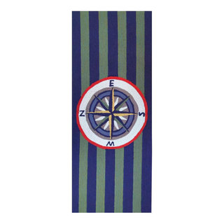 Frontporch Striped Compass Indoor/Outdoor Rug, 2'x5' - Beach Style ...