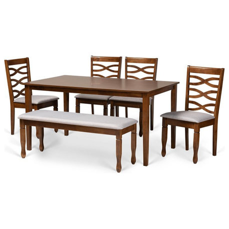 Baxton Studio Lanier Grey and Walnut Brown Finished Wood 6-Piece Dining Set