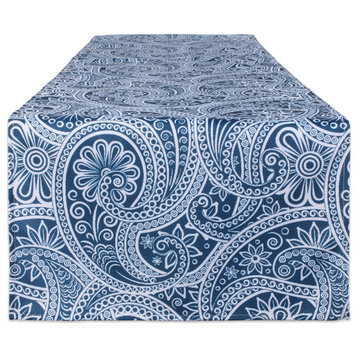 Blue Paisley Print Outdoor Table Runner 14X72