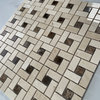 Crema Marfil Marble Pinwheel Mosaic Tile Emperador Dots Polish, 1 sheet