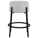 Meridian Furniture - Avalon Counter Stool, Cream, Counter Stool - Give your kitchen or dining area a contemporary makeover with this Avalon cream boucle fabric counter stool. With its matte black iron frame and rich cream boucle fabric, this stool is both sturdy and stylish. This stool is counter height, making it the perfect addition to your breakfast bar or high dining table. A round foot iron foot rest curves around its legs, ensuring your feet don't dangle or grow tired while you sit, and its contemporary design is just right for the modern home.