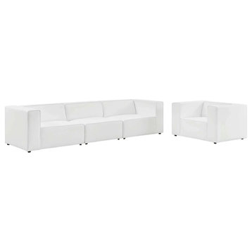 Odette White Vegan Leather Sofa And Armchair Set
