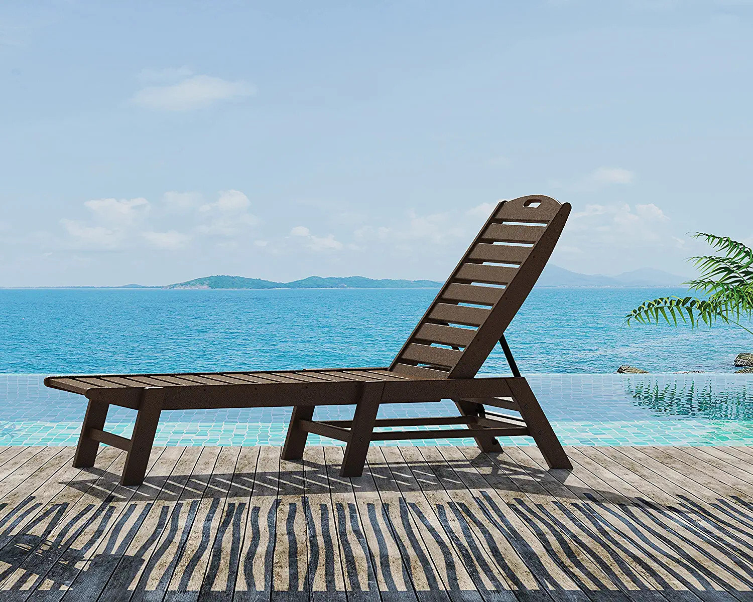 Durable Outdoor Chaise Lounge, Weatherproof Slatted Seat & Minimal ... - Minimalist Outdoor Chaise Lounge With Storage And Bench