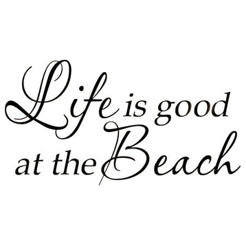 VWAQ Life Is Good At The Beach Wall Decal Inspirational Quote Home Decor Sticker
