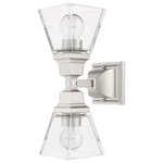 Livex Lighting - Livex Lighting 17178-91 Mission - Two Light Wall Sconce - The Mission collection has clean lines with geometMission Two Light Wa Brushed Nickel ClearUL: Suitable for damp locations Energy Star Qualified: n/a ADA Certified: n/a  *Number of Lights: Lamp: 2-*Wattage:100w Medium Base bulb(s) *Bulb Included:No *Bulb Type:Medium Base *Finish Type:Brushed Nickel