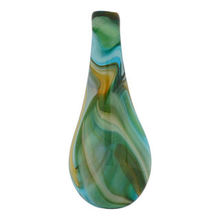GlassOfVenice Murano Art Glass Vase - Green Brown Blue