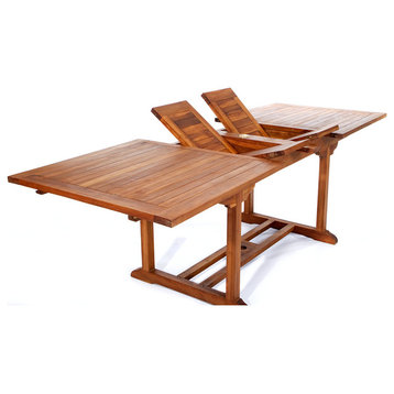 8Ft Teak Patio Extension Table, With Foldable Butterfly Leafs