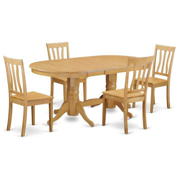 East West Furniture Vancouver 5-piece Wood Dining Table Set in Oak