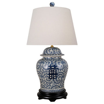 Fei Porcelain Table Lamp, Blue and White