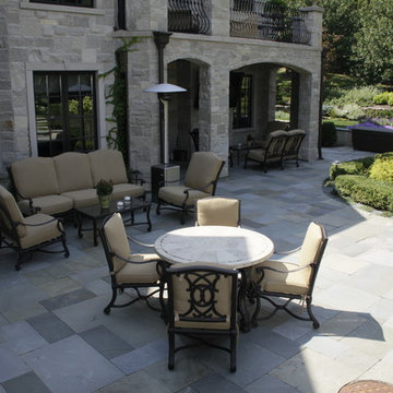 Full Landscape with Patio, Outdoor Kitchen, Stone Driveway and Planting
