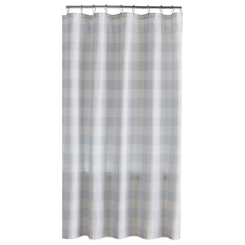 Farmhouse Living Buffalo Check Shower Curtain, Blue/White, 72"x72"