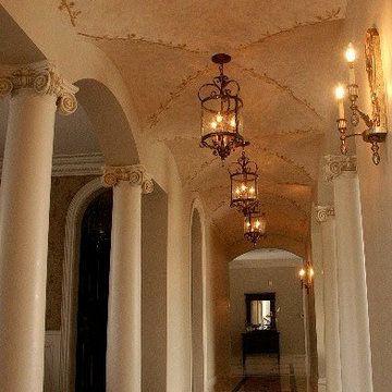 Faux Finish Ceiling with Hand Painted Branch Design