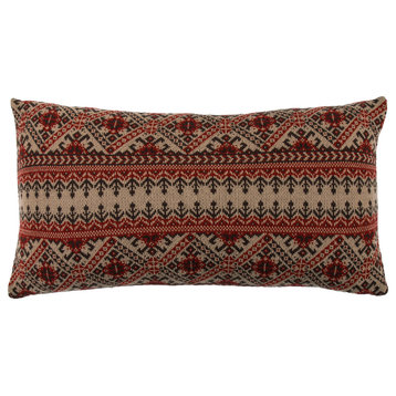 Fair Isle Knit Body Pillow, 21"x35", Rustic Red, 1 Piece
