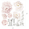 Peony Flowers Vinyl Wall Sticker, Grey Washed Pink