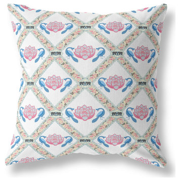 Amrita Sen Broadcloth Pillow With White Blue Gray Finish CAPL479BrCDS-BL-26x26