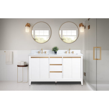 Bath Vanity, Sink, Engineered Marble Top, White, 60" (Double Sink)