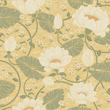 Eva Light Yellow Lotus Dreams Wallpaper Sample