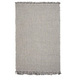KAS - KAS Maui 1342 Houndstooth Rug, Ivory/Gray, 7'9"x9'9" - Our Maui collection represents that natural boho, free spirit look and feel we all yearn for. Made in India, these soft hand-woven wool flatweaves add a neutral element to any room, while the braided fringe adds that trendy touch of rustic we love! Maui has a durable cotton backing and a low 1/4" pile height making them perfect for everyday living.