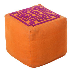 Orange & Amethyst Square Pouf - Floor Pillows And Poufs