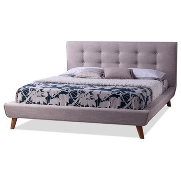 Atlin Designs Upholstered Full Platform Bed in Beige