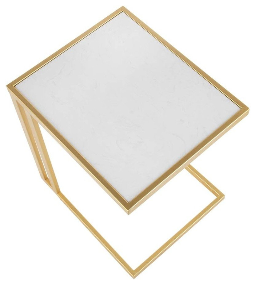 Side Table in White and Gold