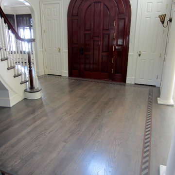 NISSEQUOGUE:  CUSTOM GREY STAIN ON RED OAK - BONA TRAFFIC HD POLY