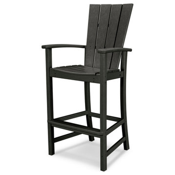 Polywood Quattro Adirondack Bar Chair, Black
