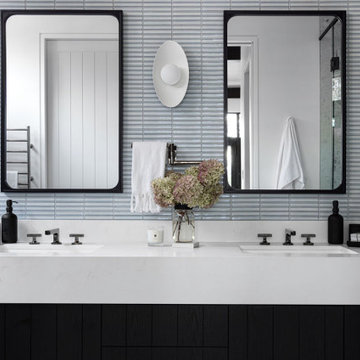 Ensuite Renovation Featuring Double Sinks and Quartz