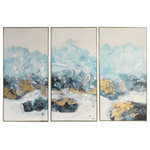 Uttermost - Uttermost 34370 Crashing Waves - 48" Abstract Wall Art (Set of 3) - A Contemporary Take On Coastal Art, This Hand Painted Canvas Set Creates A Bold Elegance. Rich Blue, Navy, And Gold Swirled Brushstrokes Are Placed Against A Crisp, White Background And Are Complemented By A Textured Finish. A Gold Gallery Frame With Blac   Grace FeyockCrashing Waves 48"  Abstract Wall Art (Set of 3) Gold/Black/Deep Blue/Navy/Medium/Light Blue *UL Approved: YES *Energy Star Qualified: n/a  *ADA Certified: n/a  *Number of Lights:   *Bulb Included:No *Bulb Type:No *Finish Type:Gold/Black/Deep Blue/Navy/Medium/Light Blue