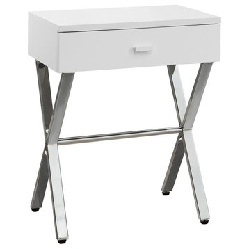 Accent Table, Metal, Glossy White