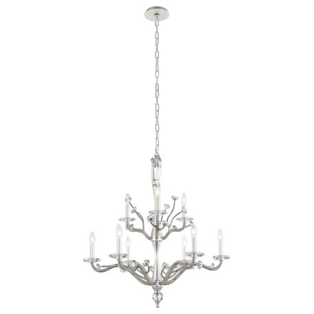 Venus 9 Light 2 Tier Chandelie, Pewter