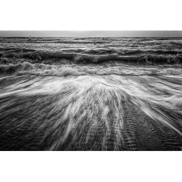 Washing Out to Sea Black & White Nature Photo Unframed Wall Art Print, 24" X 36"