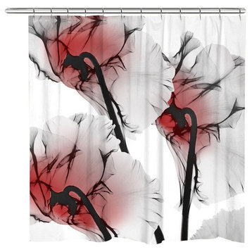 Crimson Cyclamen X-Ray Flower Shower Curtain