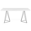 Multi 63" Table Top With Trestles, Top: Pure White, Legs: Black Lacquered Steel