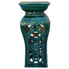 Ceramic Clay Green Square Tall Pedestal Table Flower Display Stand Hcs6991