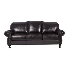Studded Sofas Houzz Gdfstudio Corina Stud Accented Dark Brown Leather Sofa Sofas