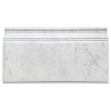 Carrara White Marble 6x12 Skiting Baseboard Trim Molding Honed, 1 piece