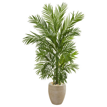 Home Decor 25"D x31"W x5 Ft Areca Palm Artificial Tree in Sand Colored Planter