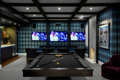 Inspiration for a modern basement remodel in Chicago