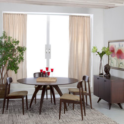 Ella Round Maple Dining Table with Smooth Top in Chestnut Finish - Products