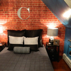 Faux Brick Bedroom Wall - Wallpaper