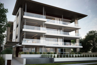 Design ideas for a large contemporary home design in Perth.