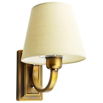 Vintage Wall Light Fixture With Fabric Shade Classic Arm Wall Sconce