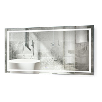 Krugg LED Bathroom Mirror, 54W X 24L Lighted Vanity Mirror - Dimmer & Defogger