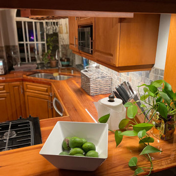 Redwood Kitchen Countertop Epoxy Finish